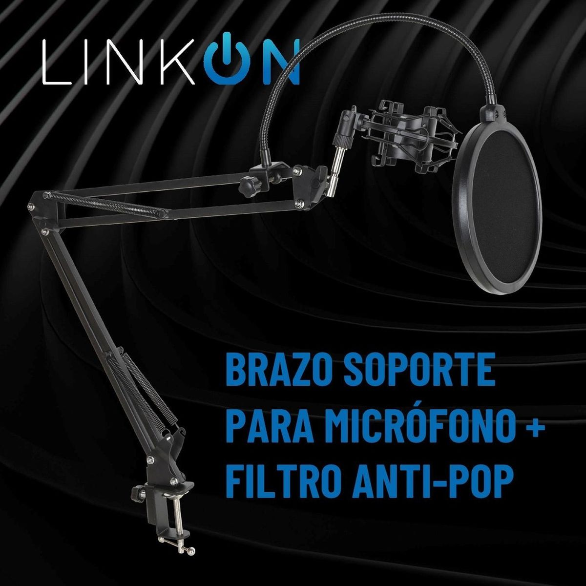 LINKON - Soporte Microfono Condensador Brazo Filtro Antipop Araña-