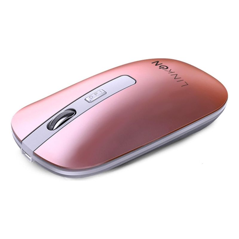 LINKON - Mouse Inalambrico Dual Bluetooth Usb Recargable Para Mac Win - Rosa-