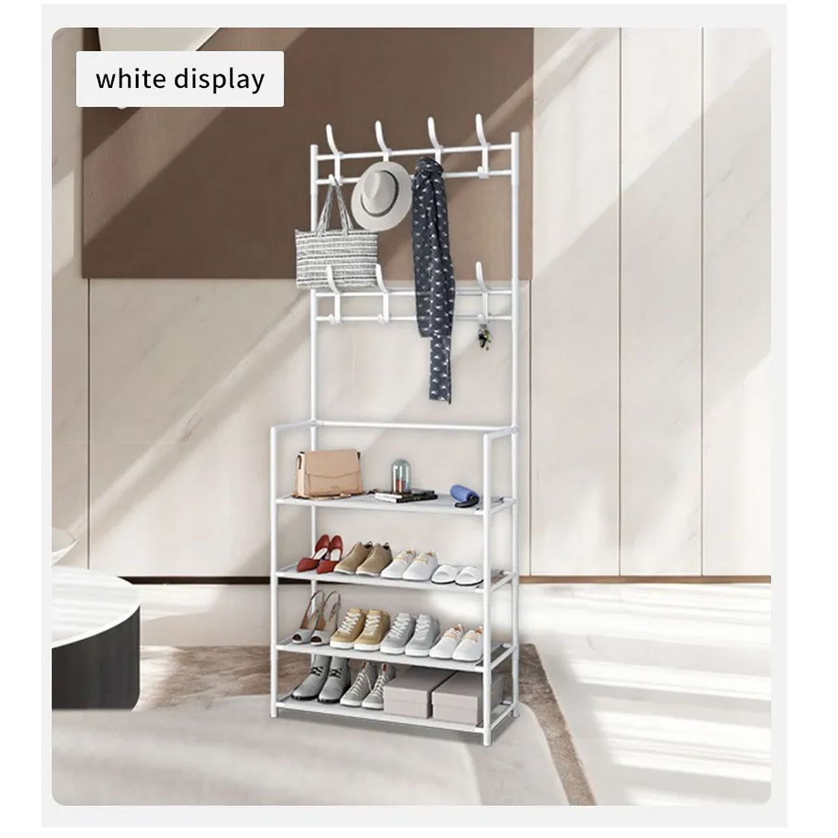 ONE PIXEL - Organizador Zapatero Y Perchero 4 En 1 Blanco