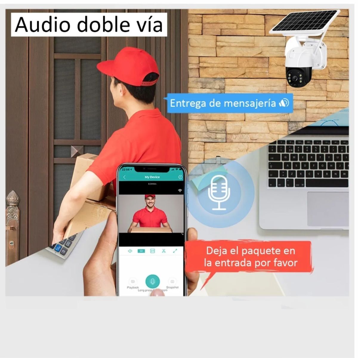 GENERICO - Cámara De Seguridad Con Panel Solar Ptz Sim 4g Exteriores