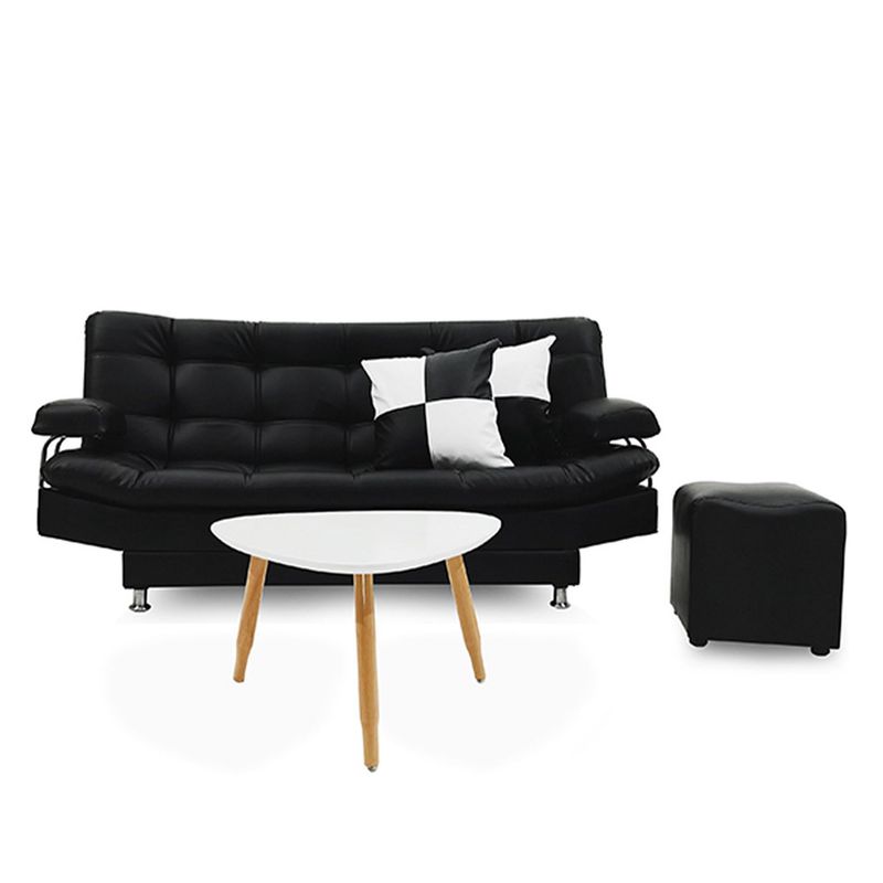 INDUSTRIAL BASESTILOS - Sofá Cama Moltochic CB Lino Negro puff mesa cojines Pata Metal