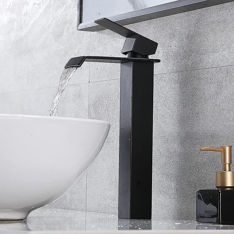 GENERICO - Grifería Llave Lavamanos Cascada Tugela Color Negro Tames Md