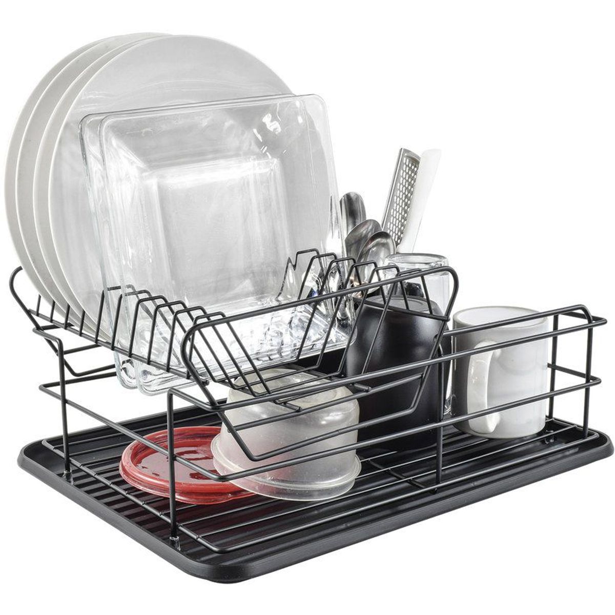 ERGONOMUS - Escurridor Áncora de Platos Trastes Metal Negro.-