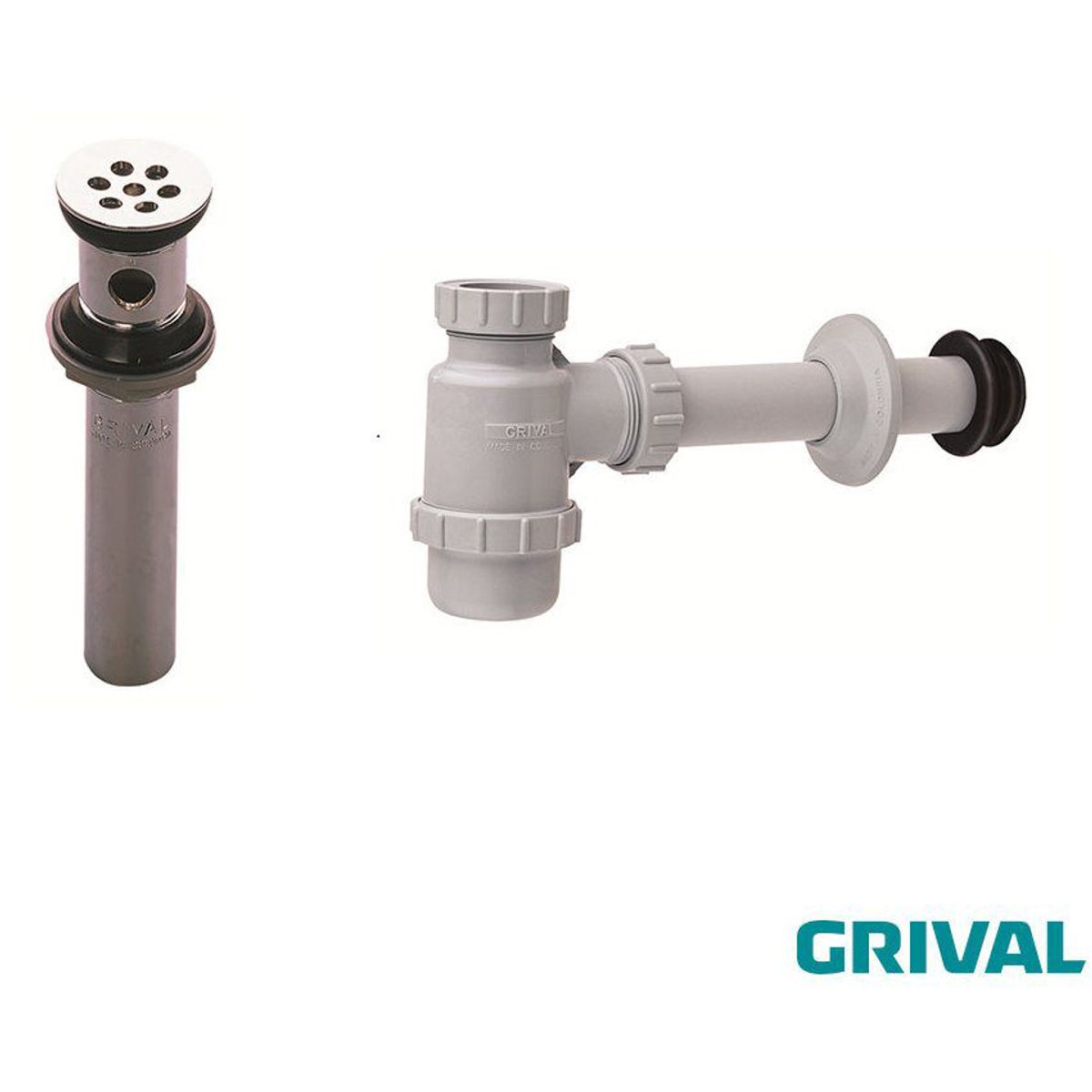 GRIVAL - Kit Grival Desague Sencillo Con Rebose + Sifón Botella