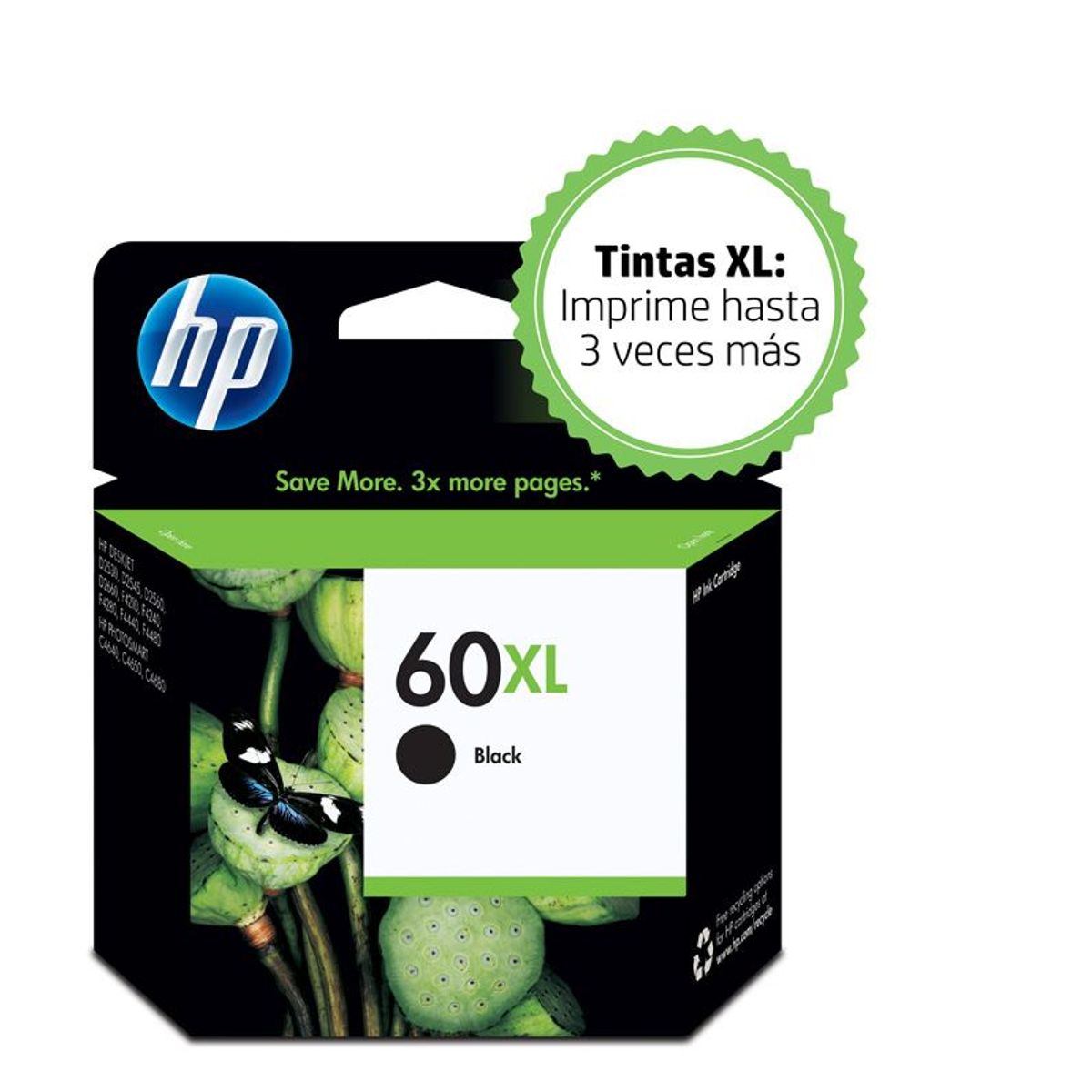 HP - Cartucho de tinta HP 60XL negra Original CC641WL
