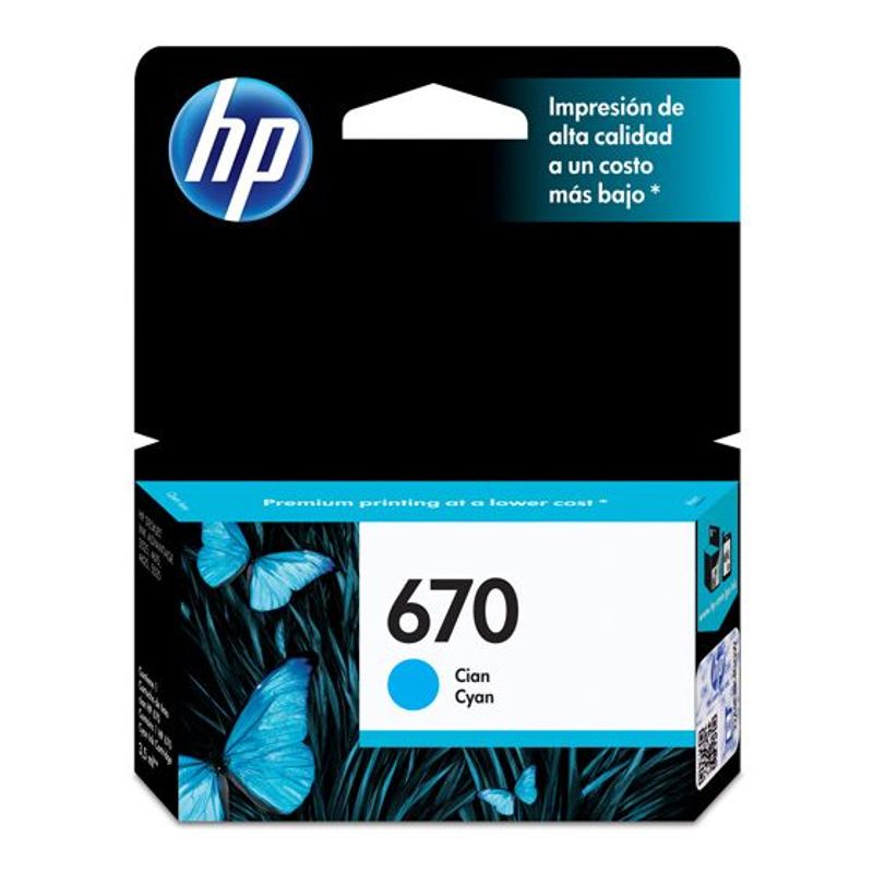 HP - Cartucho de tinta HP 670 Azul Original (CZ114AL)