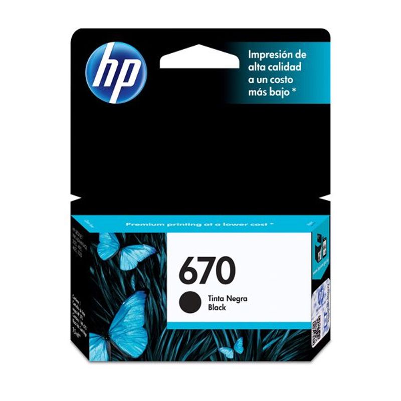 HP - Cartucho de tinta HP 670 negra Original (CZ113AL)