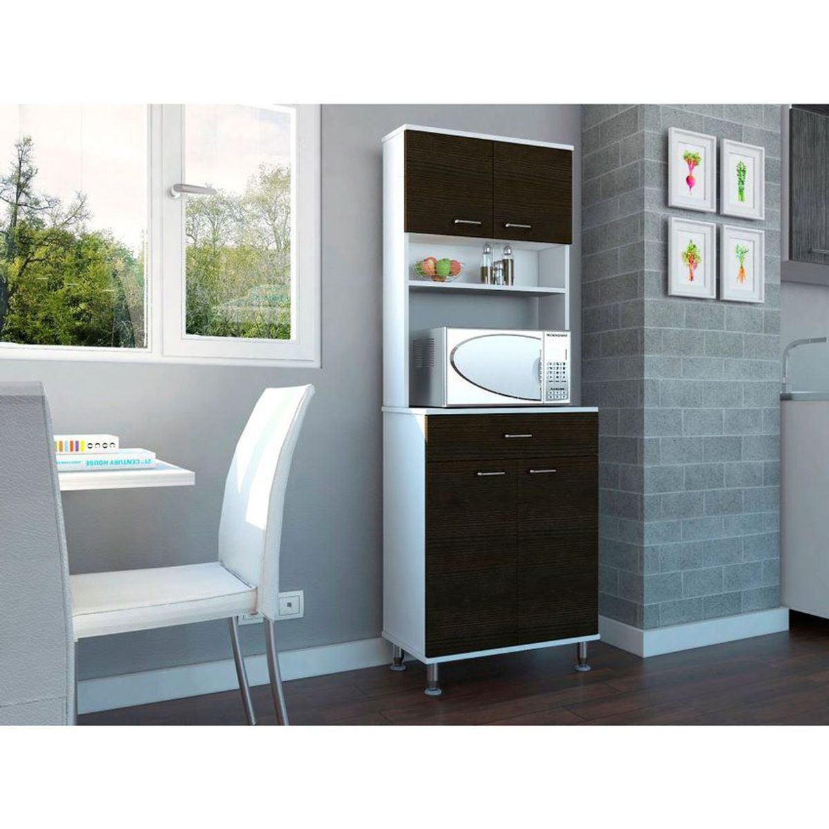 RTA MUEBLES - Alacena huzy blanco y wengue