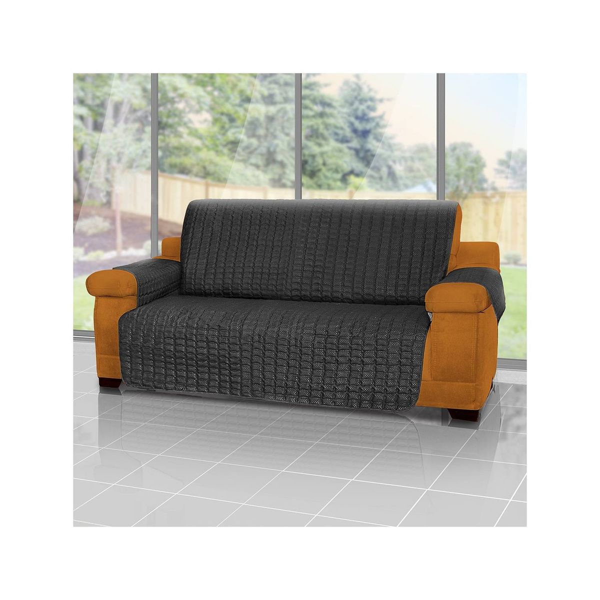 ENERGY PLUS - Forro protector de sofá y muebles reversible negro