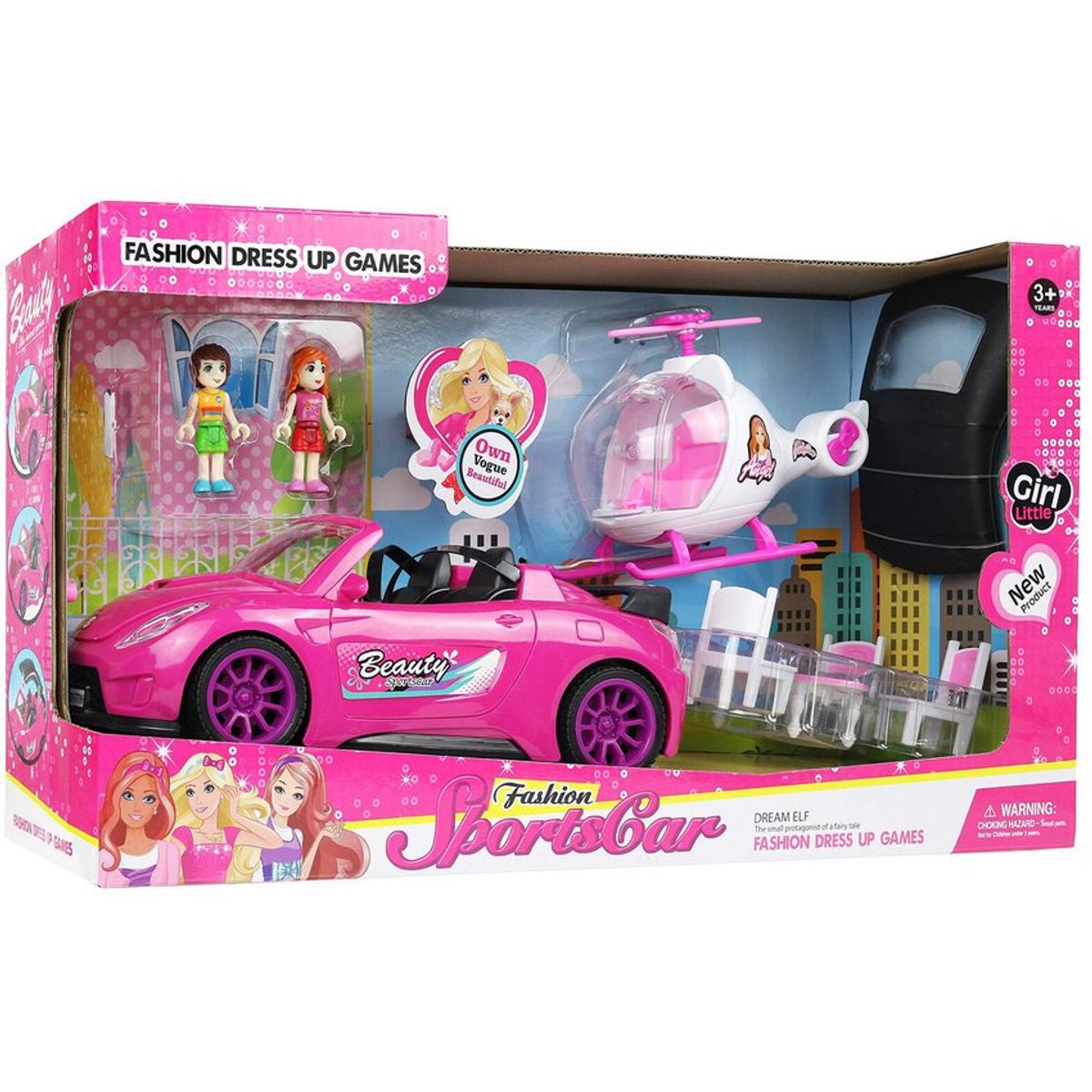 JUGUETERIA EXPRESS - Carro convertible con helicóptero muñeca y accesorios