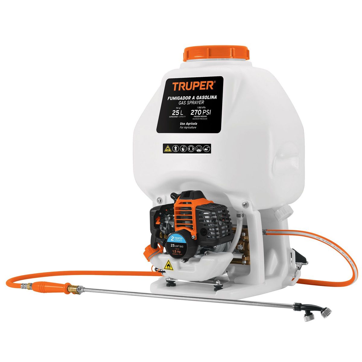 TRUPER - Fumigador A Gasolina De Mochila, 25 Litros, Motor 2 Tiempos Truper