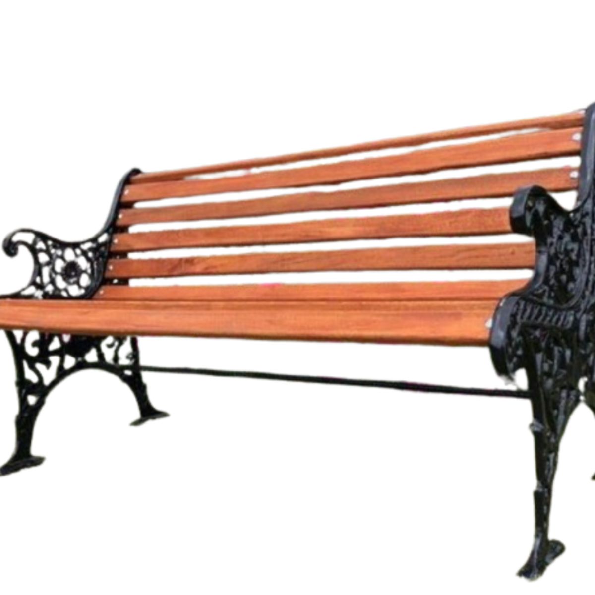 GENERICO - Banca en aluminio con madera para parque o jardin de 1.20 metros