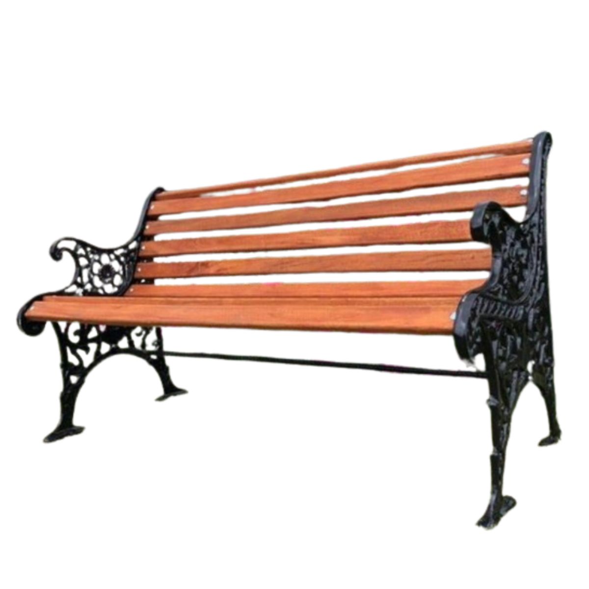 GENERICO - Banca en aluminio con madera para parque o jardin de 1.20 metros