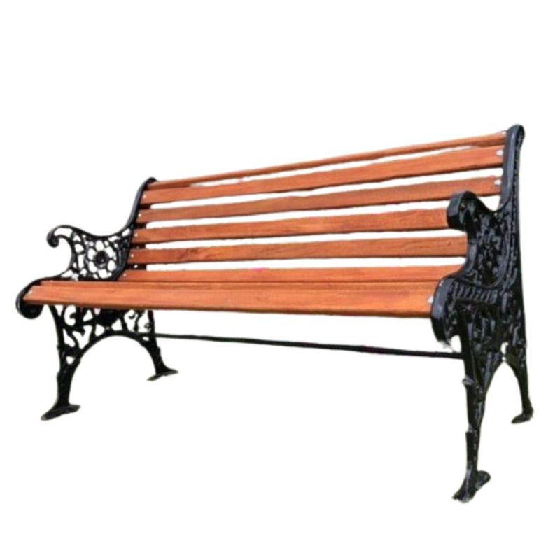 GENERICO - Banca en aluminio con madera para parque o jardin de 1.20 metros