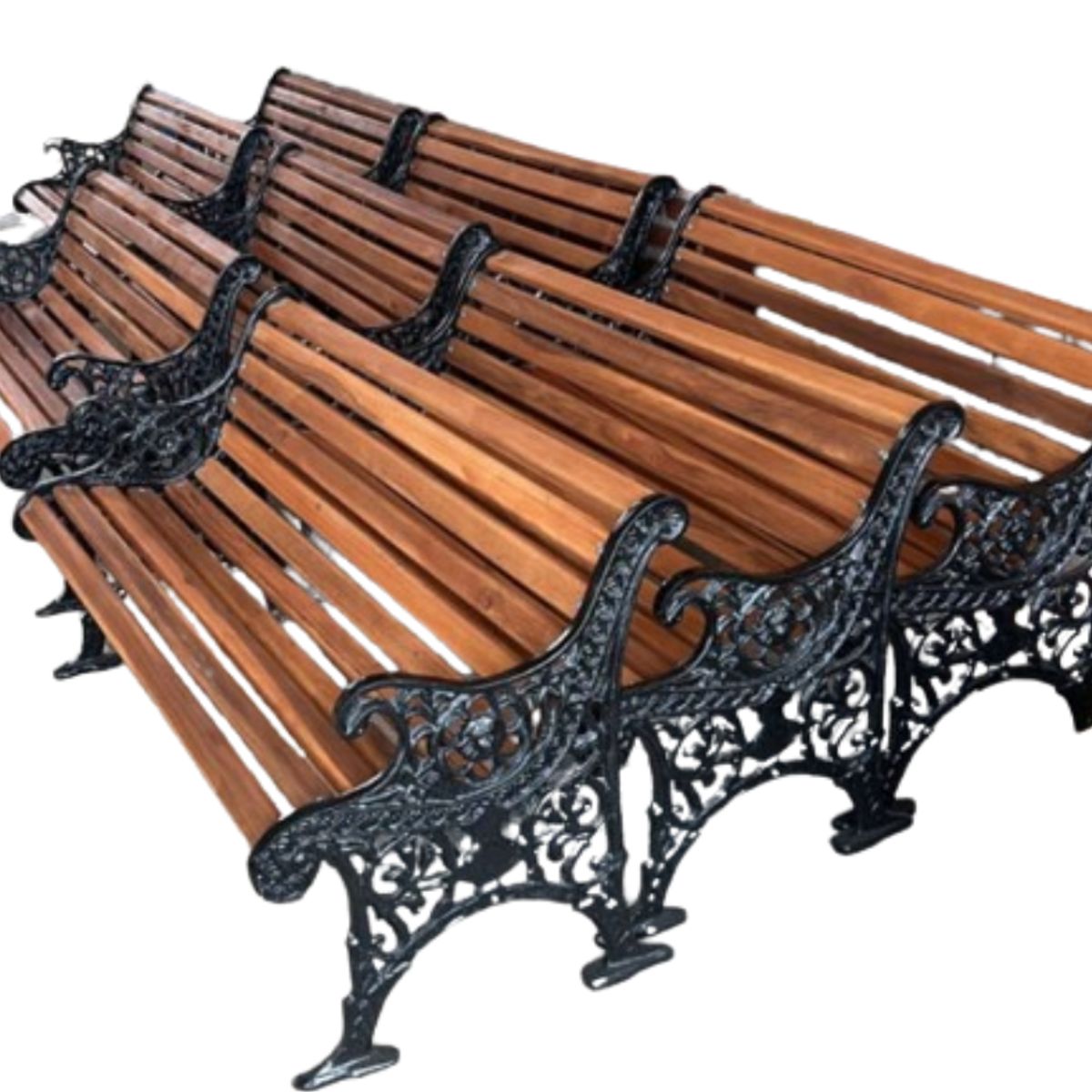 GENERICO - Banca en aluminio con madera para parque o jardin de 1.20 metros