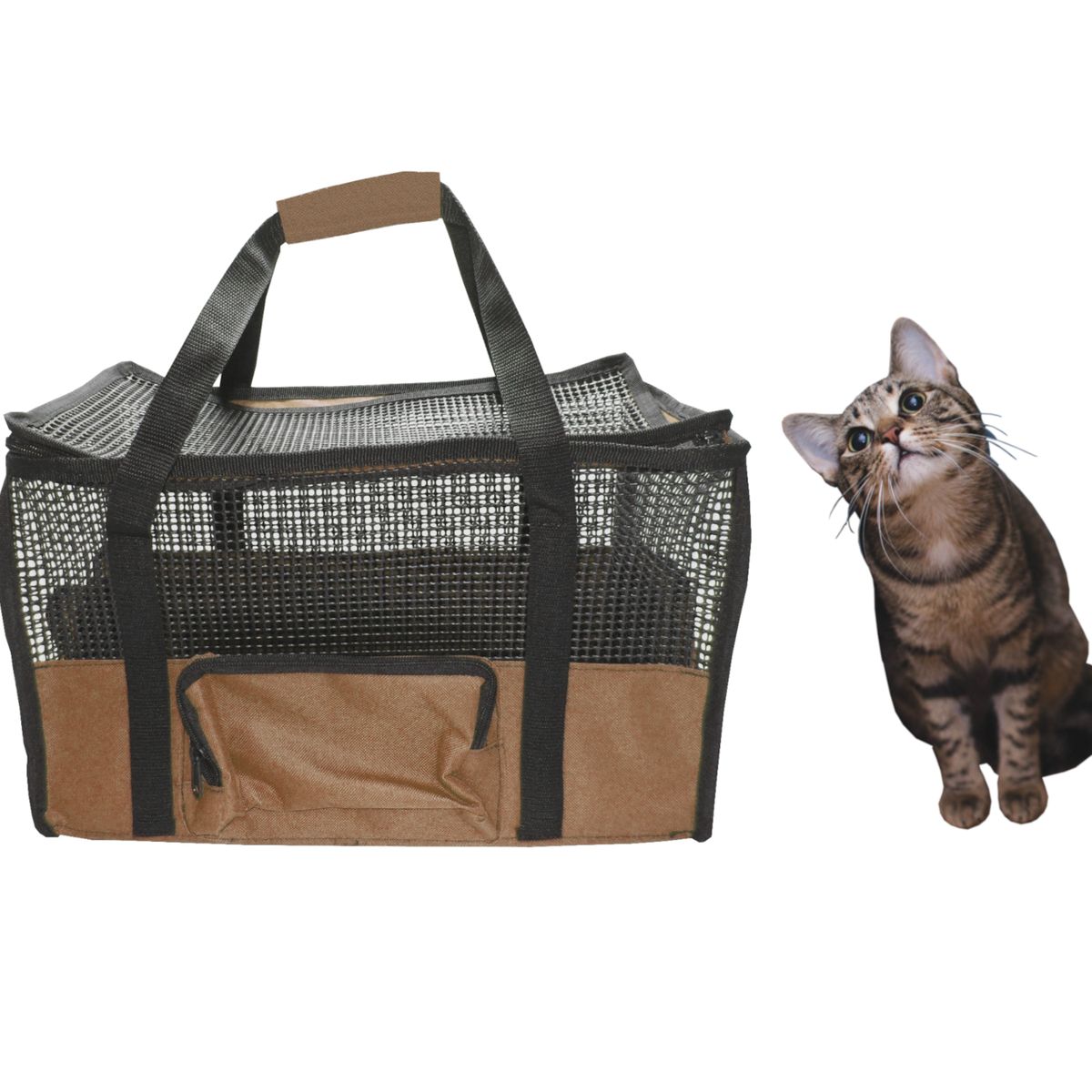 HALLY PET - Maletín cargador grande 54 cm x 30 cm x 24 cm marrón