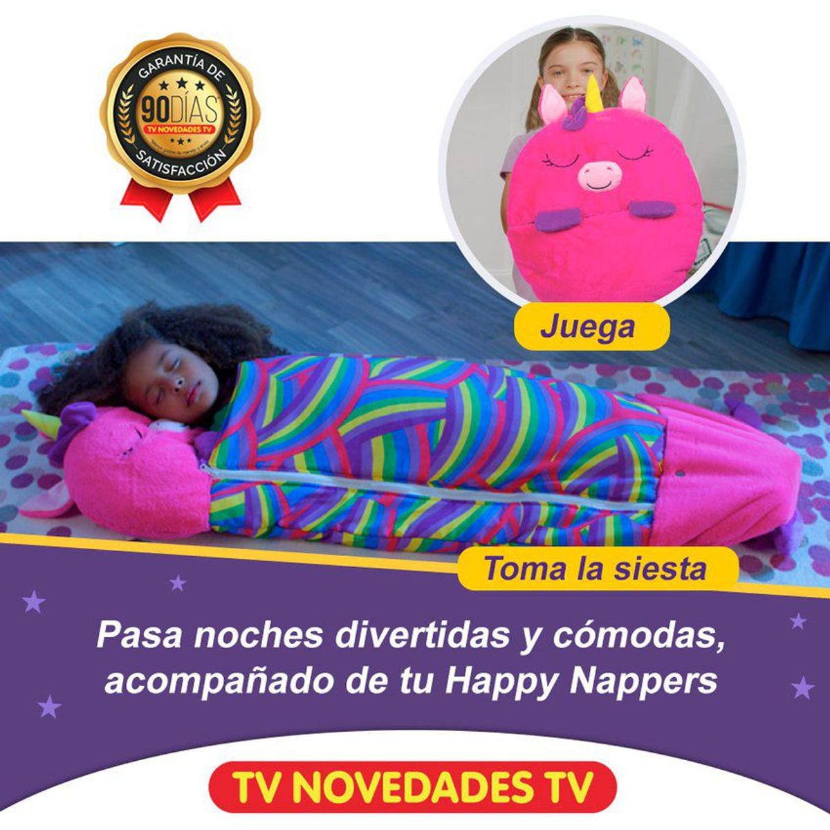HAPPY NAPPERS - Saco de dormir para niños happy nappers unicornio rosa