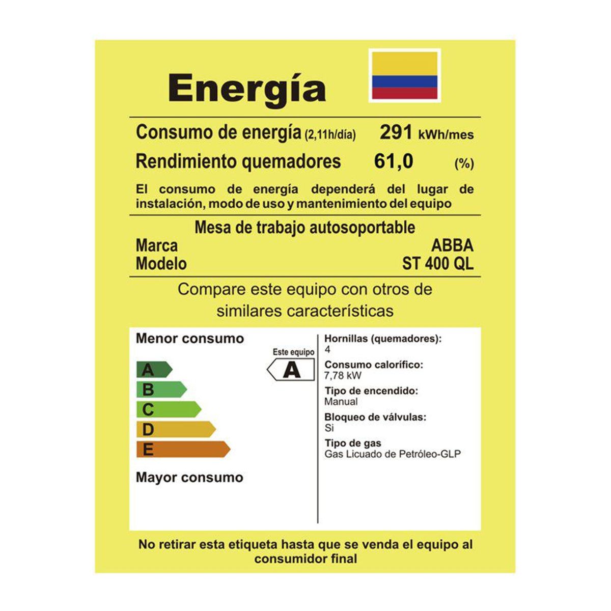 ABBA - Estufa de Mesa Abba 4 Puestos Gas Propano Negro