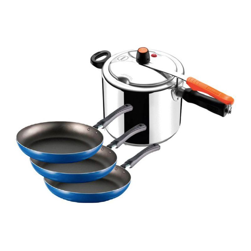 IMUSA - Combo Imusa Olla A Presion 7 Litros Securyplus + 3 Sartenes