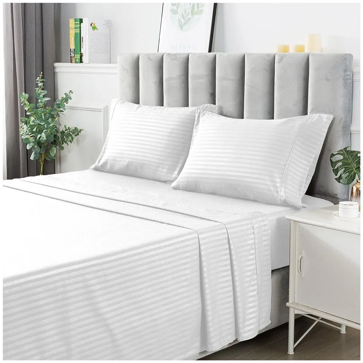 HAPPY BEAR - Juego Sabanas King Microfibra Blanco Líneas