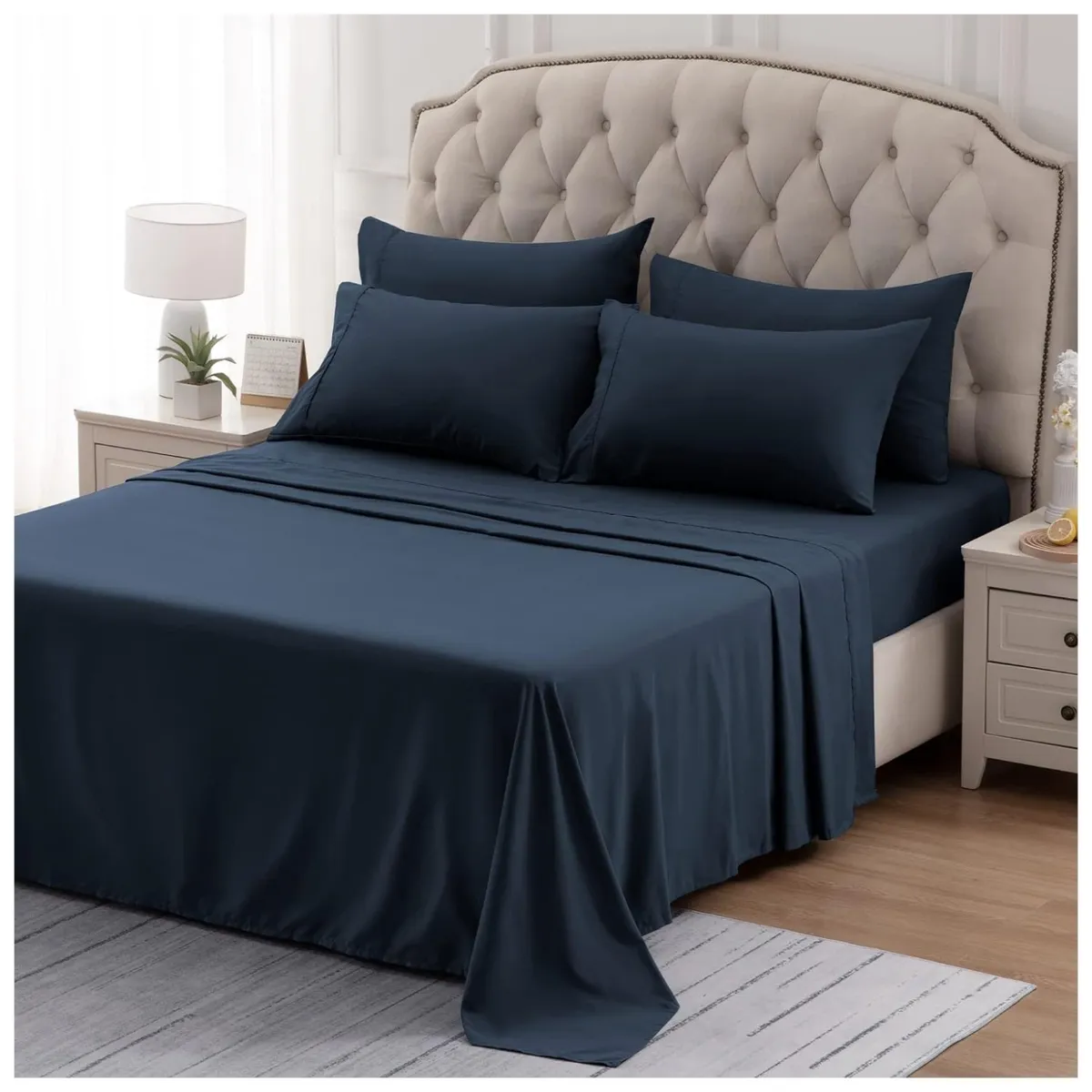 HAPPY BEAR - Juego Sabanas Sencillo Microfibra Azul Oscuro Liso