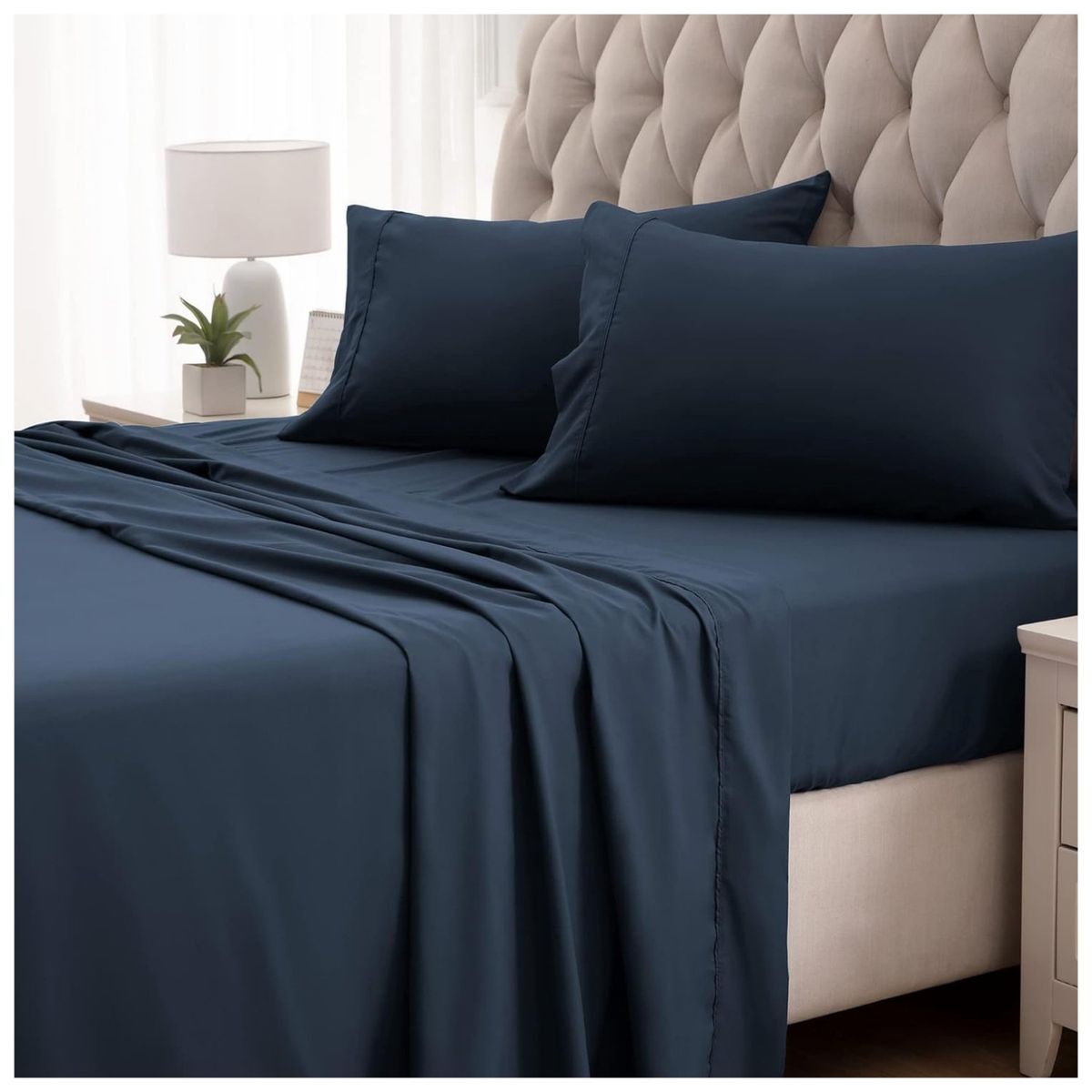 HAPPY BEAR - Juego Sabanas Sencillo Microfibra Azul Oscuro Liso