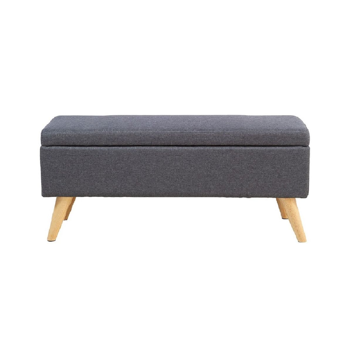 BANZAY - Puff Baul Sala o Pie de Cama Patas en Madera Natural - Gris Oscuro