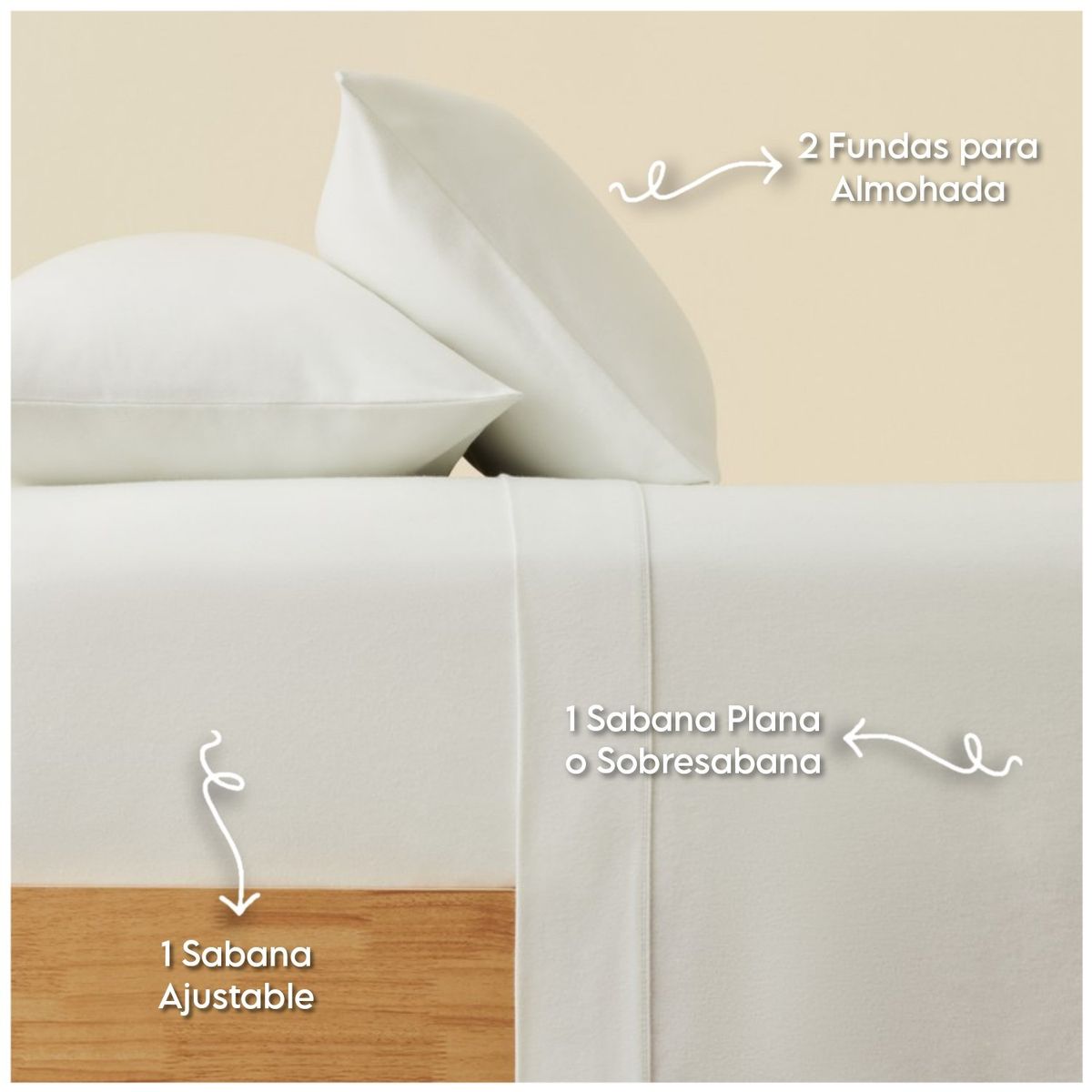 HAPPY BEAR - Juego Sabanas Semidoble Microfibra Blanco Liso