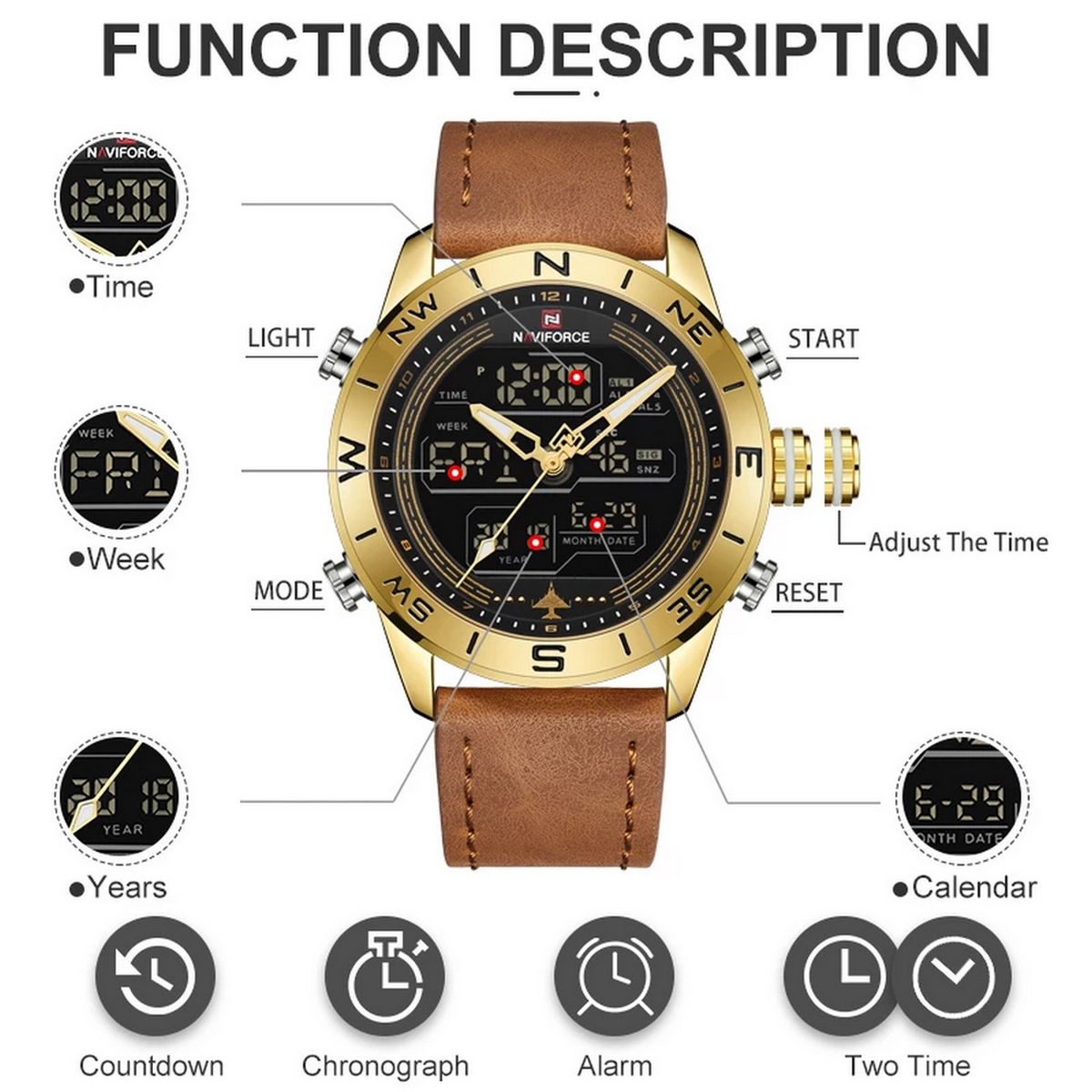 DAYOSHOP - Reloj Naviforce Original Nf 9144 Casual Mas Estuche