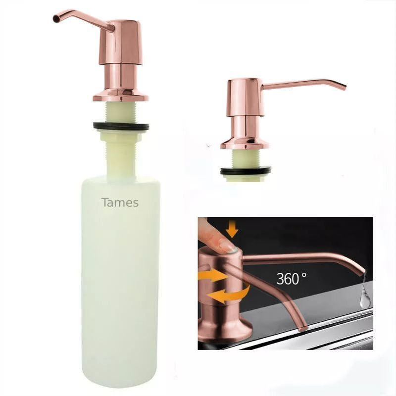 GENERICO - Dispensador Jabón 500ml Pico Oro Rosa Tm Cuerpo Abs Cocina