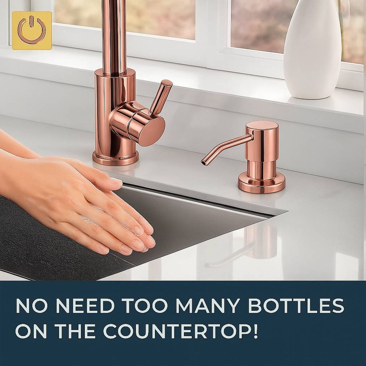 GENERICO - Dispensador Jabón 500ml Pico Oro Rosa Tm Cuerpo Abs Cocina