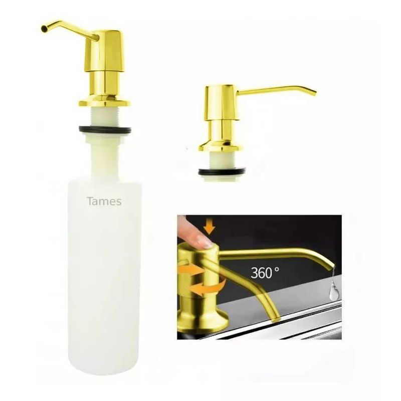 GENERICO - Dispensador Jabón 500ml Pico Acero Dorado Cuerpo Abs Cocina