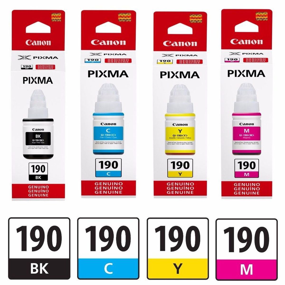 CANON - Kit 4 Tintas Originales Canon Gi-190 G2100 G3100 G4100
