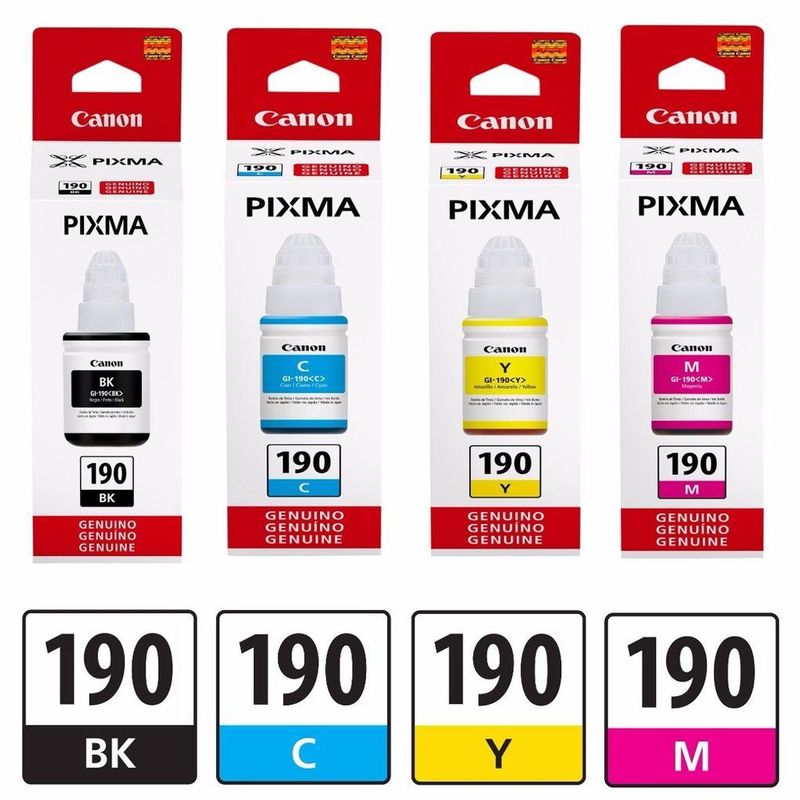 CANON - Kit 4 Tintas Originales Canon Gi-190 G2100 G3100 G4100