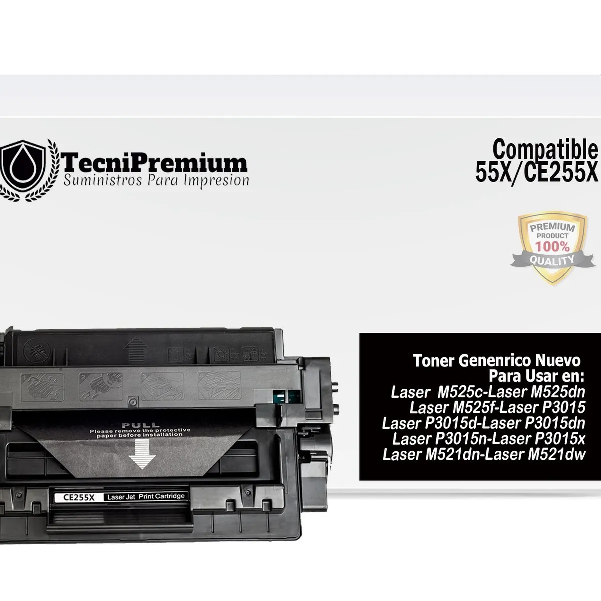 GENERICO - Toner Compatible CE255X Negro Impre LaserJet M521 M525 P3015 P3016
