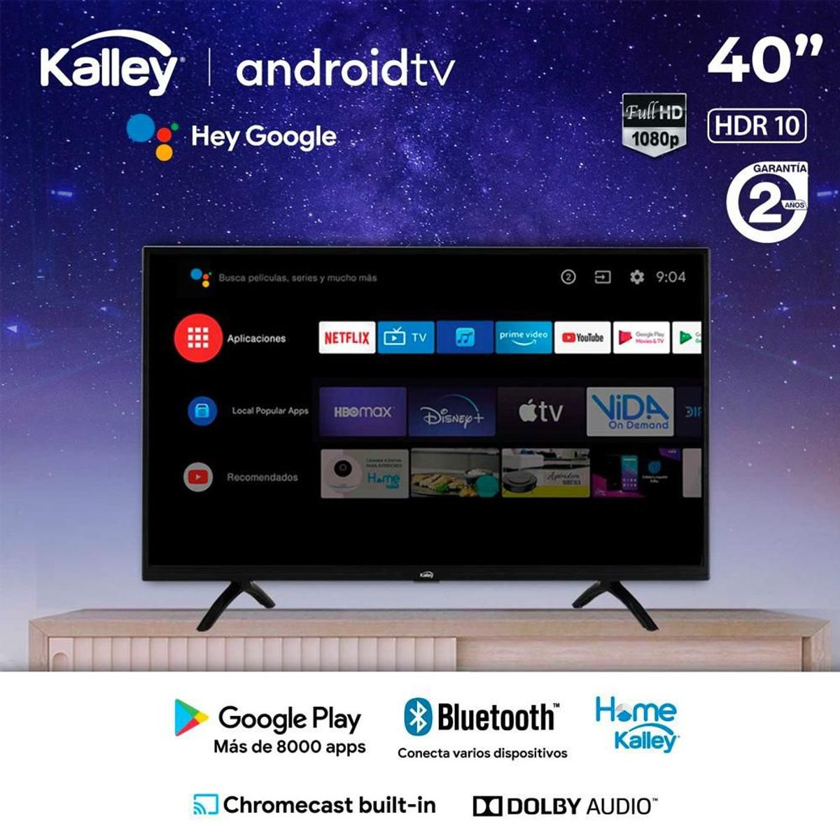 KALLEY - Televisor 40" Kalley ATV40FHDE Smart TV FHD Led Android