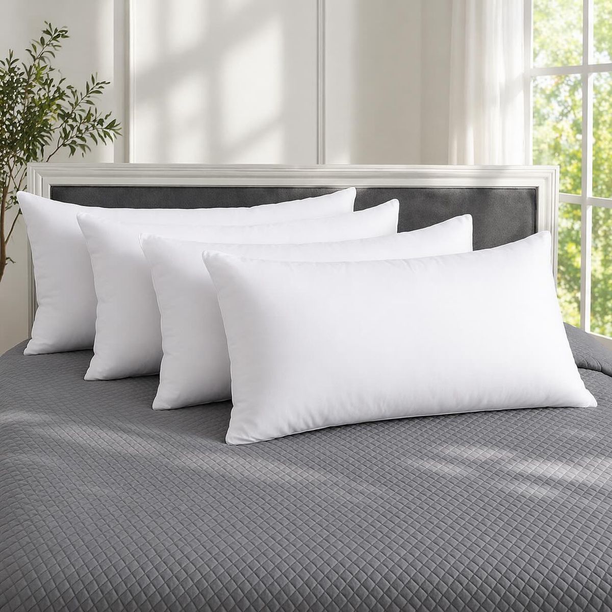 HOGARETO - Set x 4 Almohadas Siliconadas 90x50cm Hogareto Blanco
