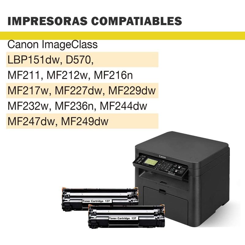 Toner Per MF242dw D570 2 Toner Compatibili CRG 137 Per Canon - Per Stampanti MF232w, MF216n, MF242dw, D570, 2400 Pagine 2 Toner Canon 137 Compatibili