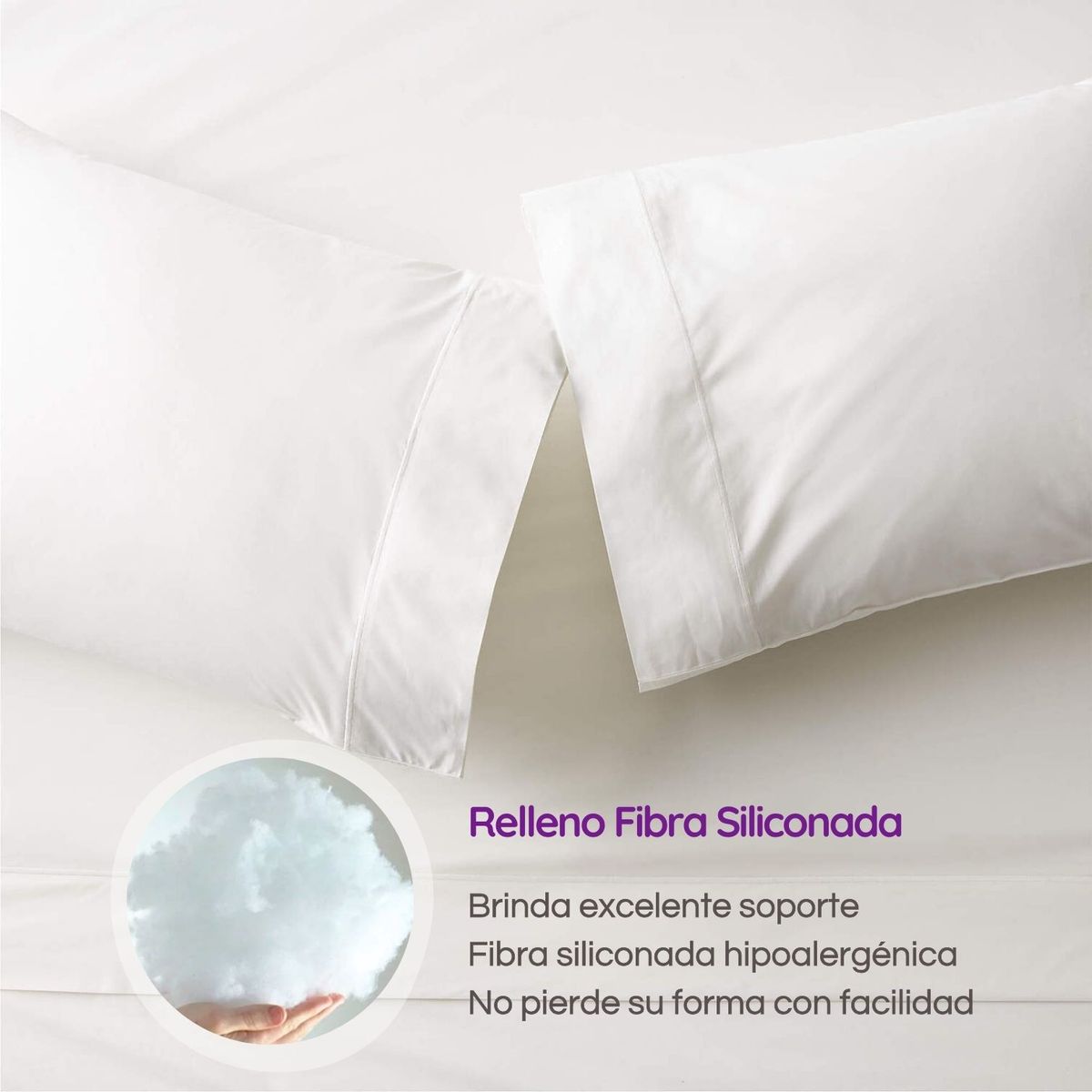 HAPPY BEAR - Almohada Basic Blanco 45 x 65cm Fibra Siliconada