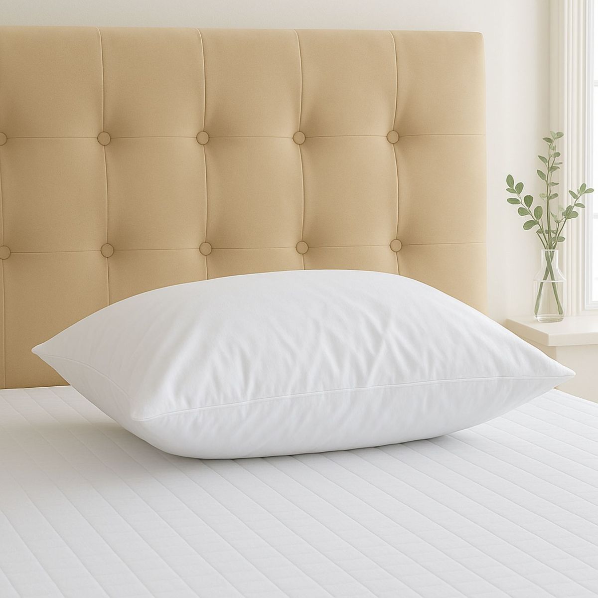 HAPPY BEAR - Almohada Hotelera 50 x 75 cm Blanco Liso Funda Cremallera