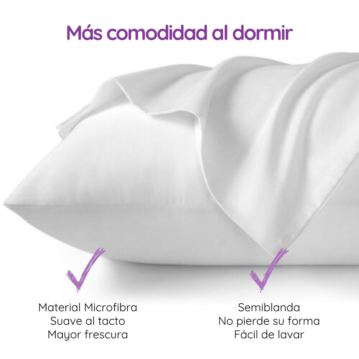 HAPPY BEAR - Almohada Hotelera 50 x 75 cm Blanco Liso Funda Cremallera