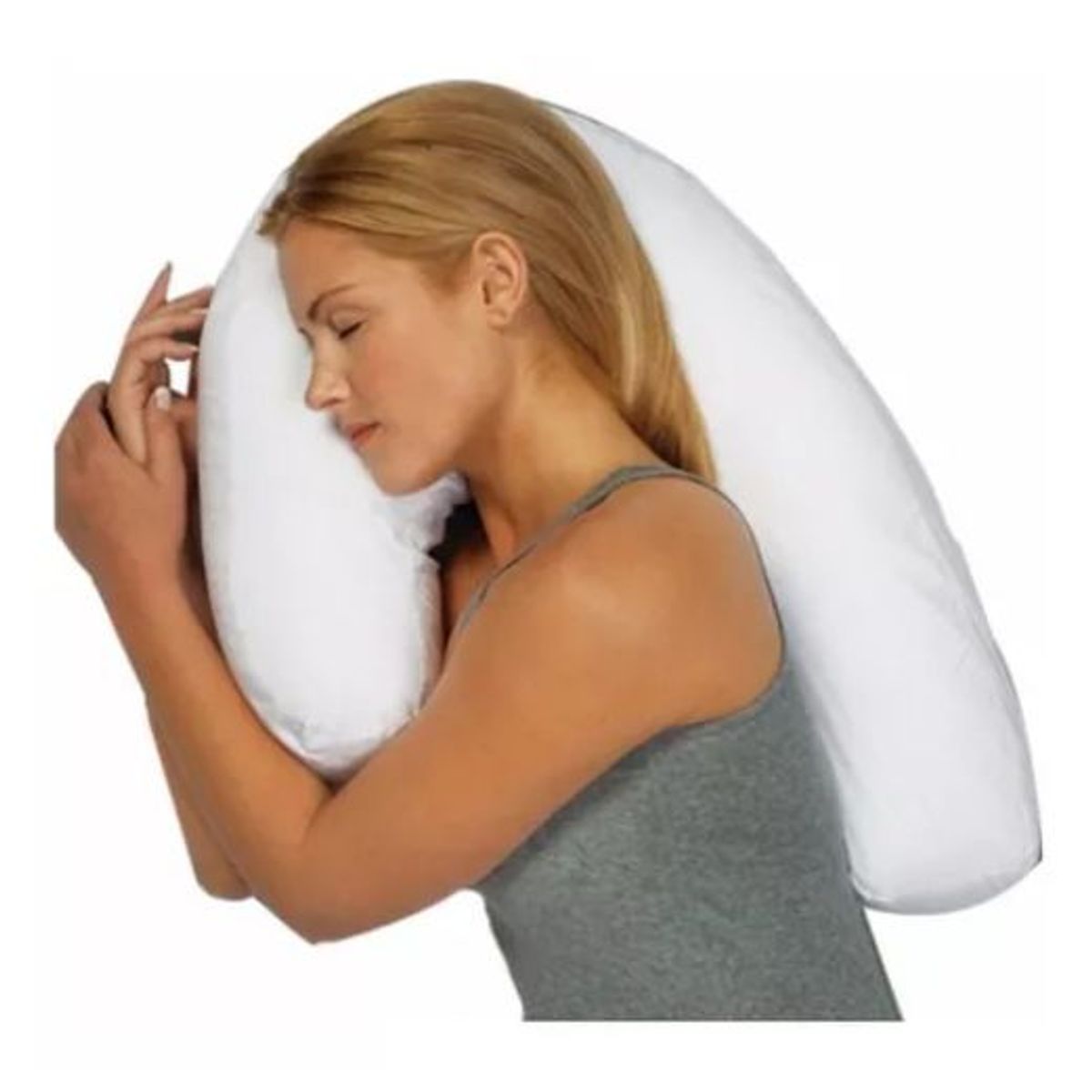 HAPPY BEAR - Almohada Antironquidos 60 x 25 cm Blanco Liso Bastón..