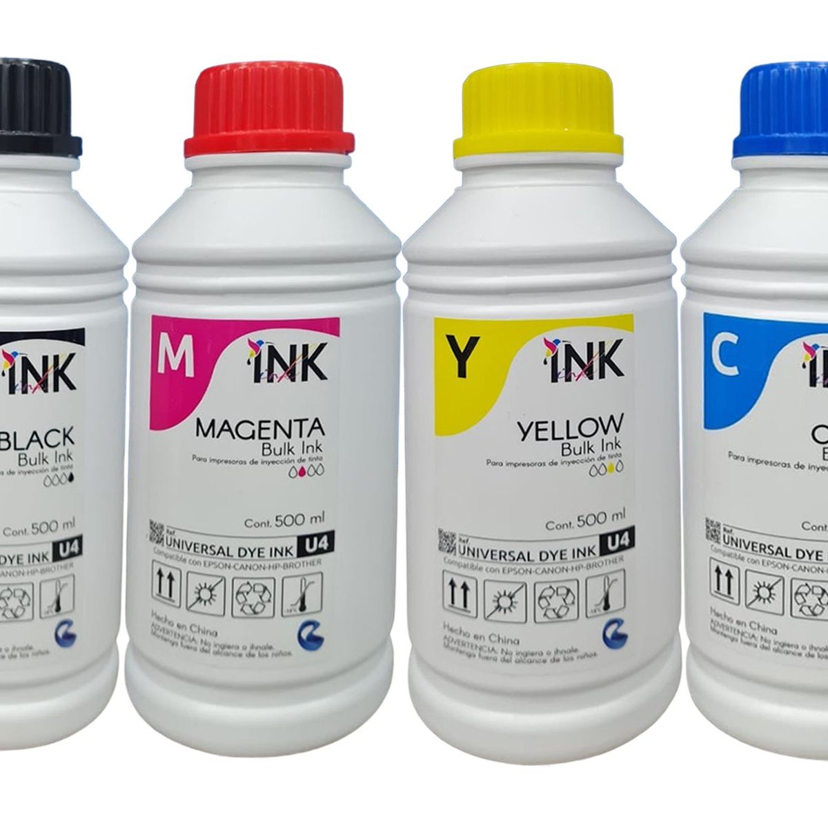 GENERICO - 4 Medios Litros Tinta Generica Compatible Con Impresoras Canon