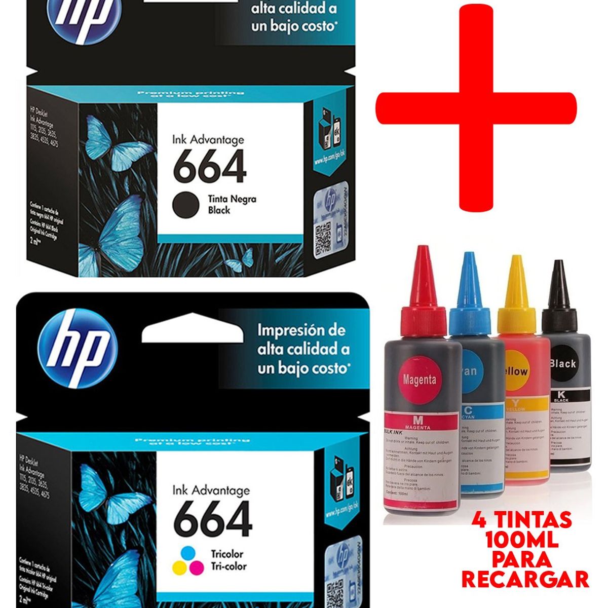 HEWLETT PACKARD - Cartuchos Originales 664 + Tinta Para 2135 2675 3635 3785
