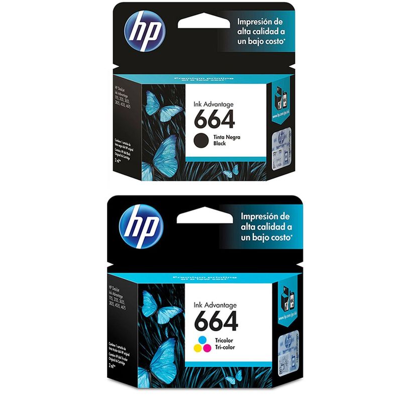 HEWLETT PACKARD - Kit 2 Cartuchos Hp 664 Negro y  Color Originales Para Deskjet 4675 1115 3635