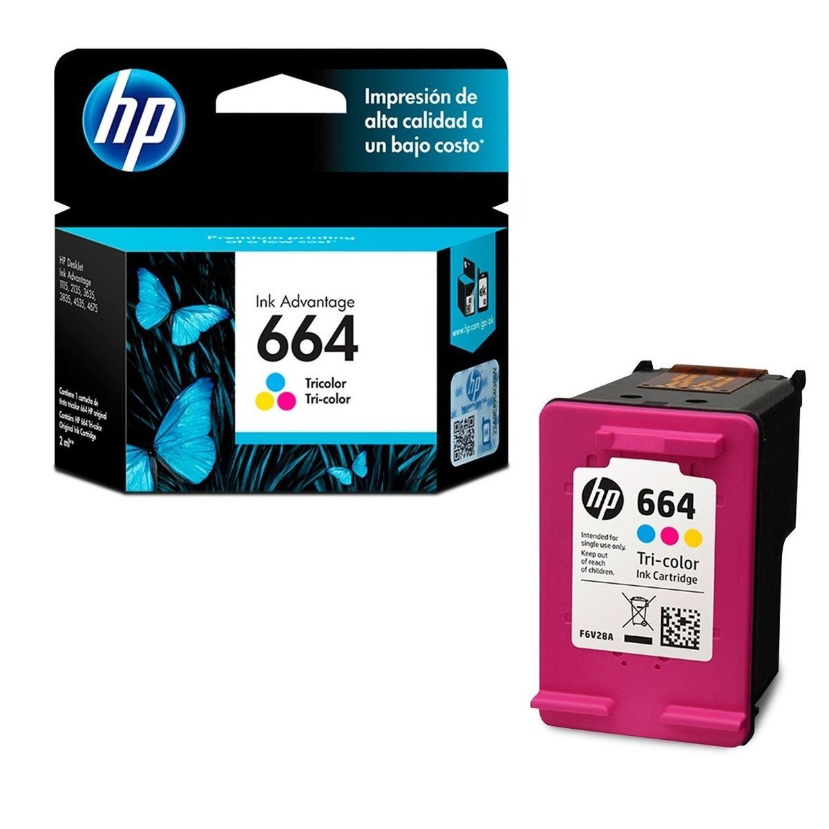 HEWLETT PACKARD - Kit 2 Cartuchos Hp 664 Negro y  Color Originales Para Deskjet 4675 1115 3635