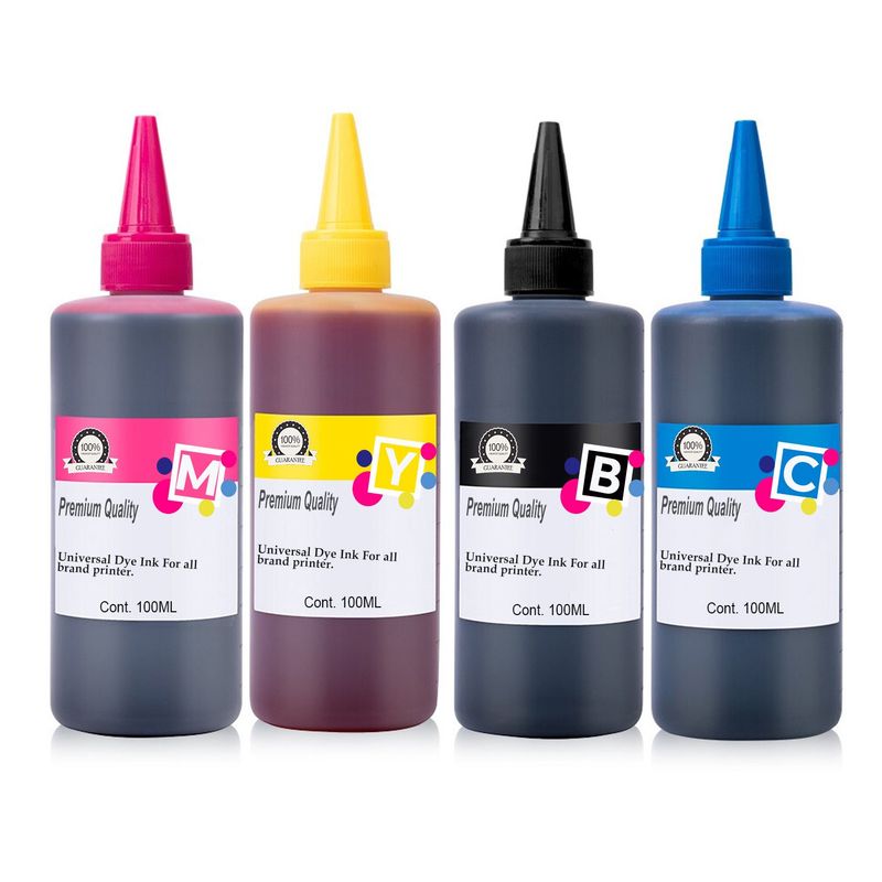 GENERICO - Kit 4 Tintas Recargar Y Rellenar Cartuchos 100ml Compatible Hp