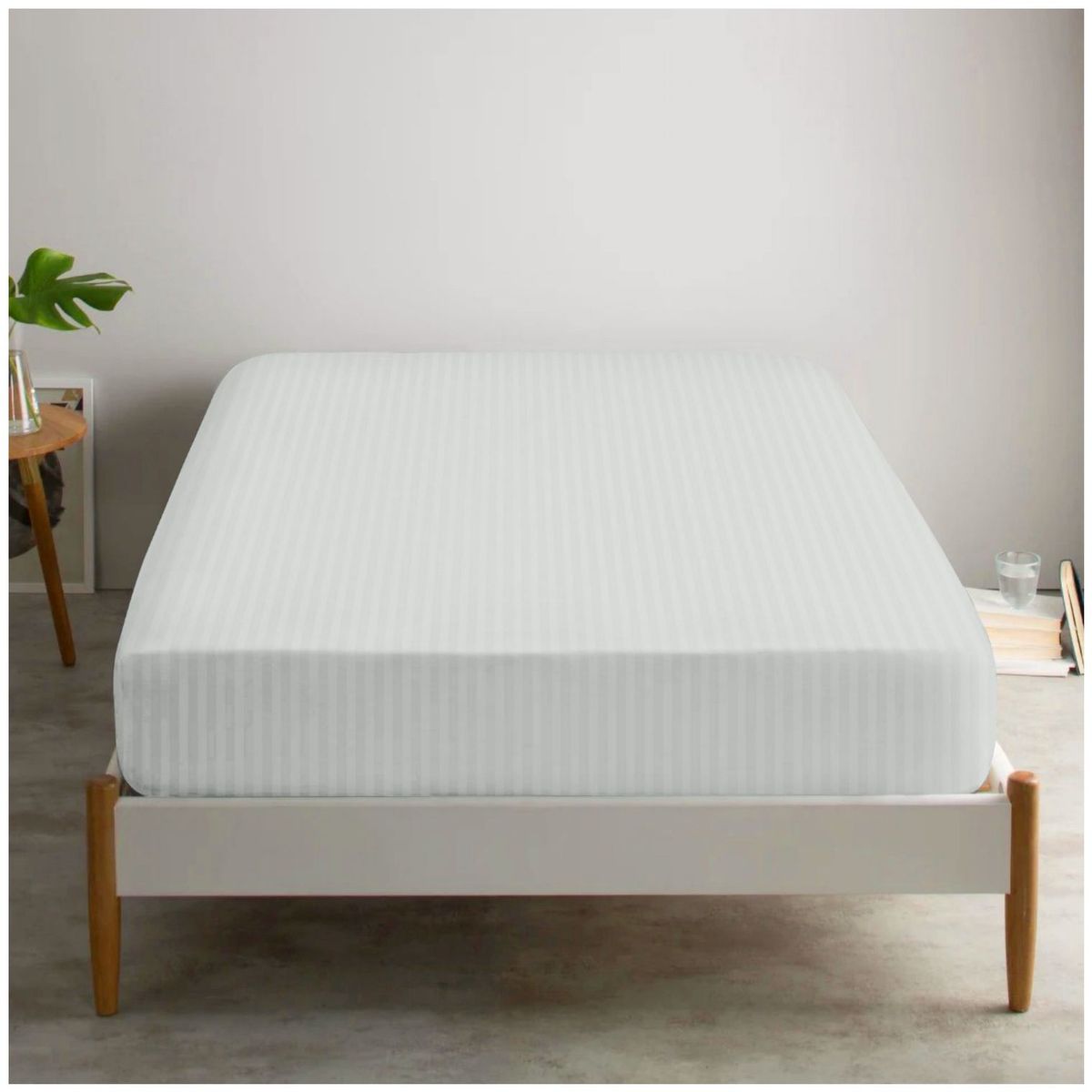 HAPPY BEAR - Sabana Ajustable Sencillo Microfibra Blanco Lineas