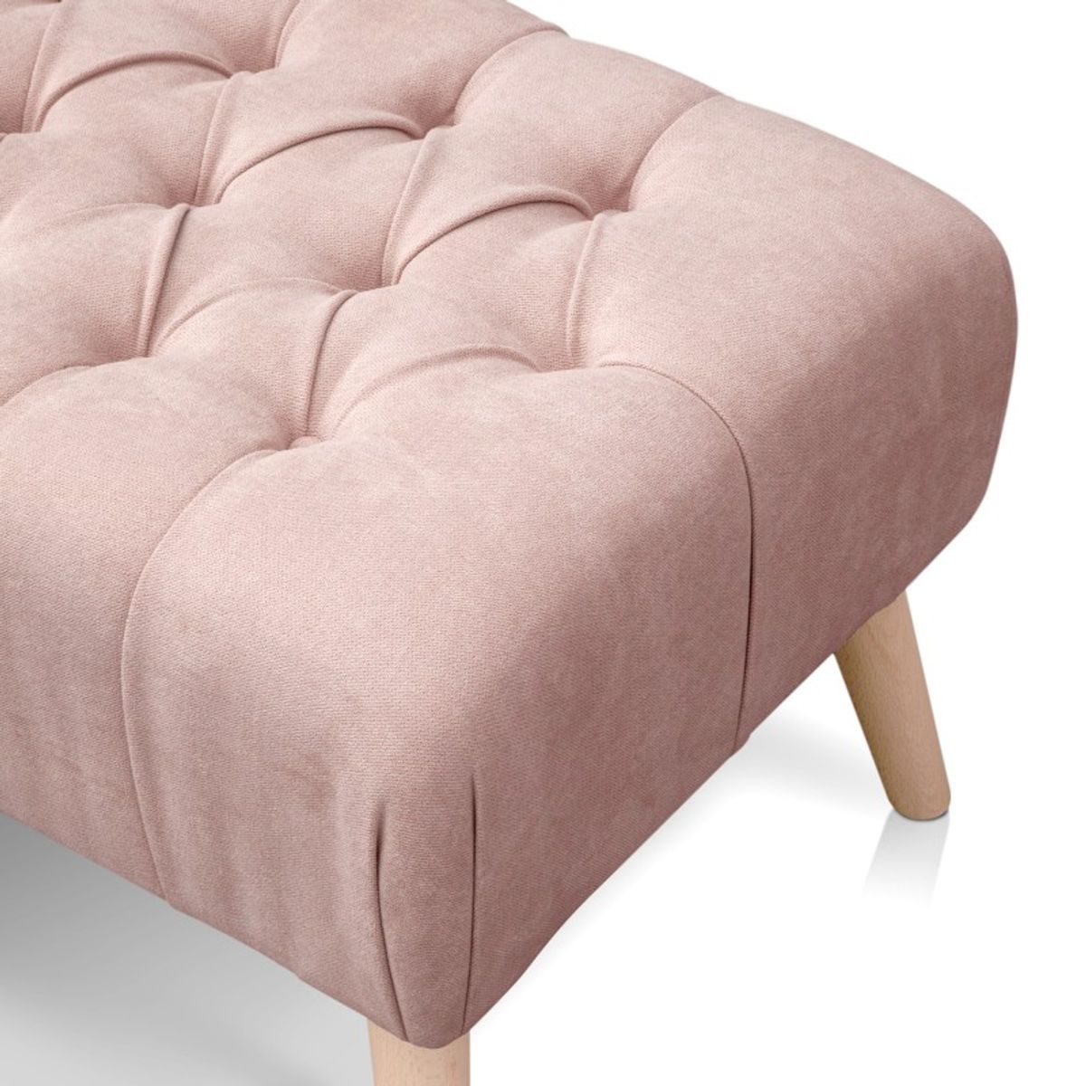 BANZAY - Banco Otomano Patas en Madera Tela Pet-friendly - Rosado