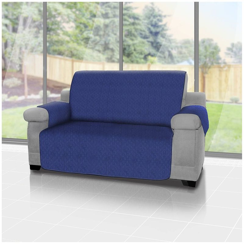 ENERGY PLUS - Forro protector de sofá y muebles reversible azul 2 Puestos